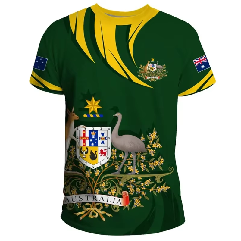 Summer Clothing Australia - 3D-Druck Australien-Flaggen-T-Shirts für Männer, Australisches Nationalemblem