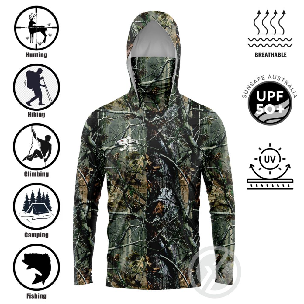 Summer Clothes - UPF50+ Angelhemd mit Kapuze, integrierter Gesichtsabdeckung,