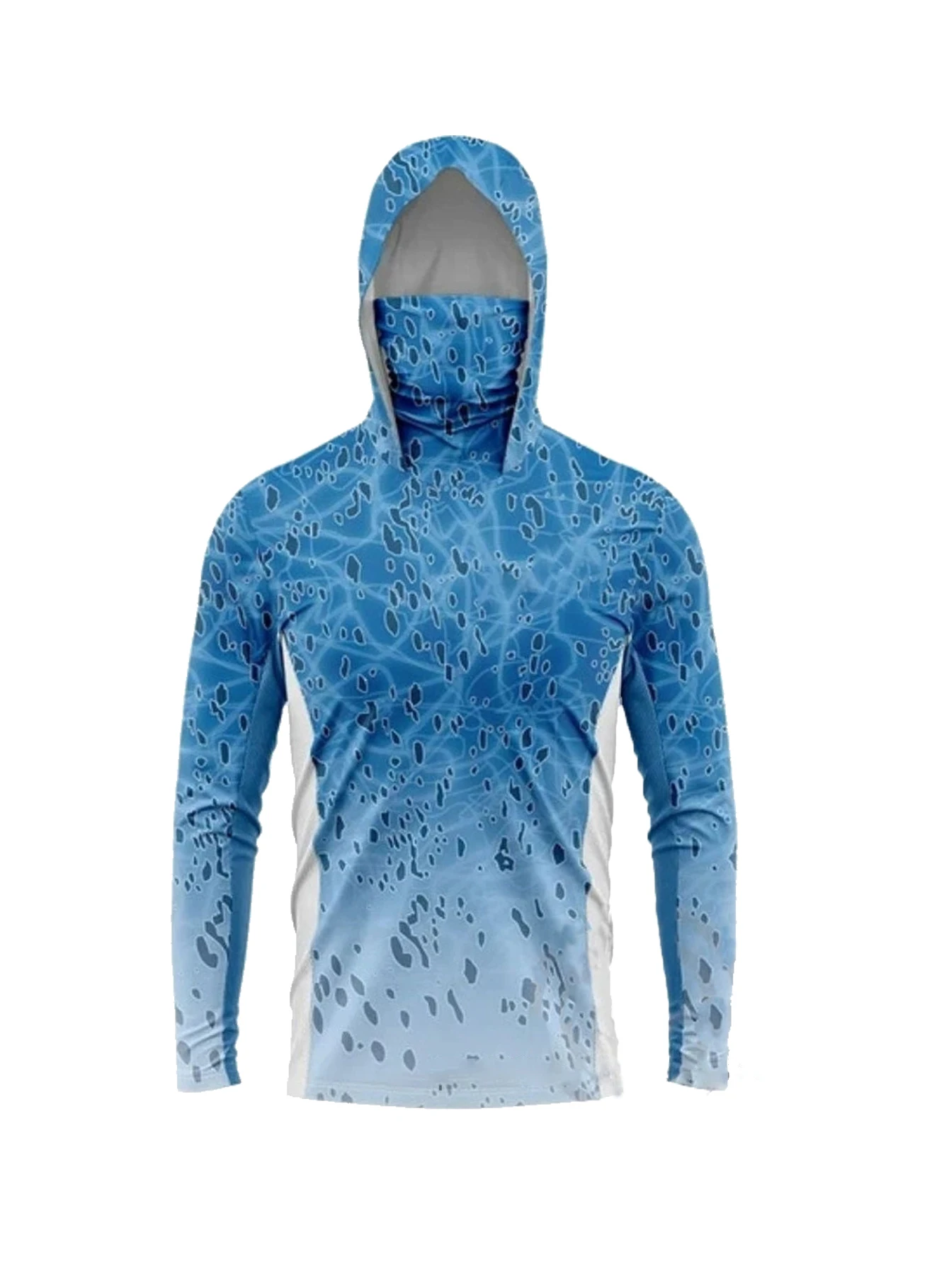 Summer Clothes - Herren Langarm-Anglerhoodie mit Maske, UV-Schutzkleidung, Fischerei-Shirt,