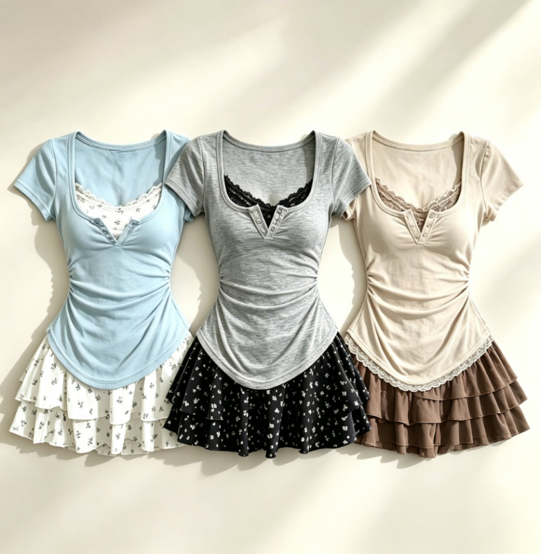 Summer Japanese Clothing - Japanisches Süßes 2-Teiliges Set im Lolita-Stil