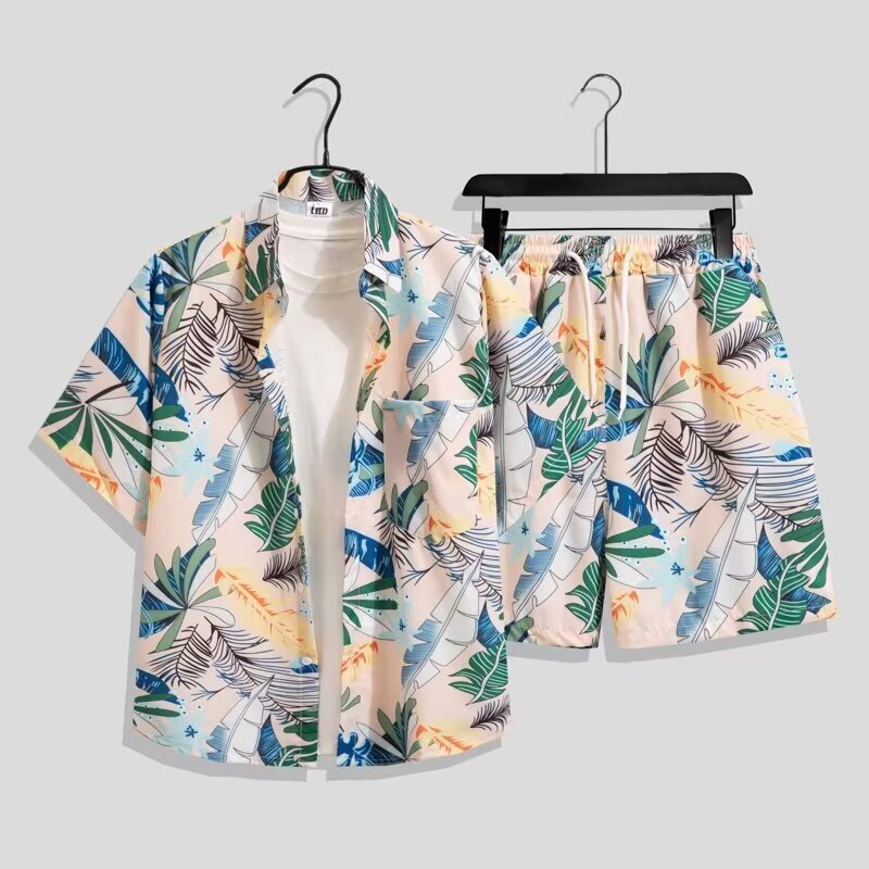 Beach Shirt Hawaiian - Hawaiianisches Hemd-Set für Herren, Sommerliches, lockeres