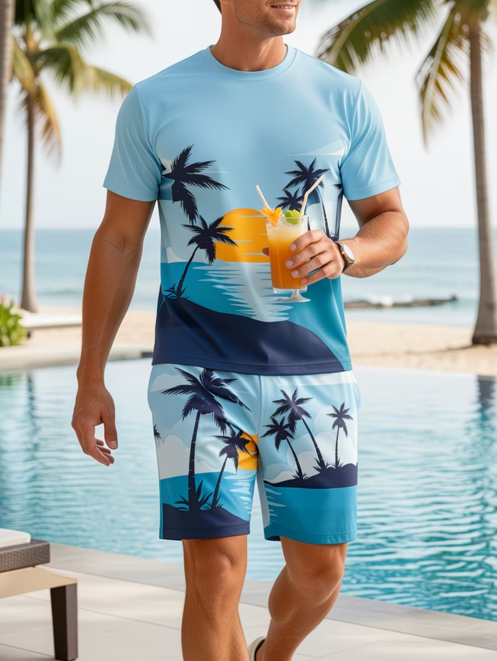 Beach Shirt Hawaiian - 2026 Herren 2-teiliges Set mit hawaiianischem