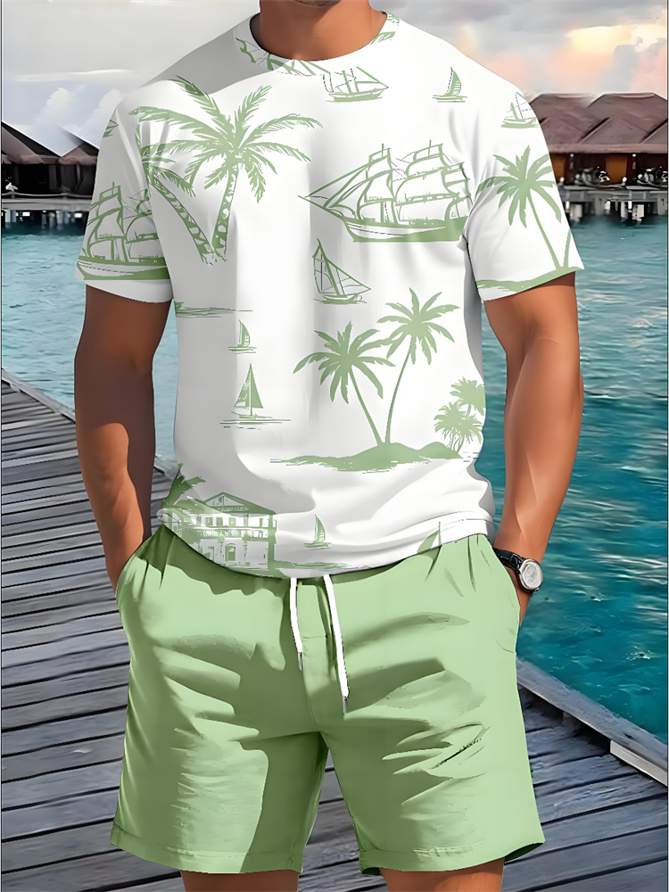 Beach Shirt Hawaiian - 2-teiliges Sommer 3D Casual Alltags-Set für