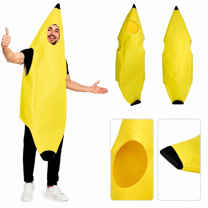 Summer Vacation Clothing Men - Erwachsenen-Bananenkostüm Lustiger Frucht-Jumpsuit Halloween-Party Cosplay-Outfit Gelbes