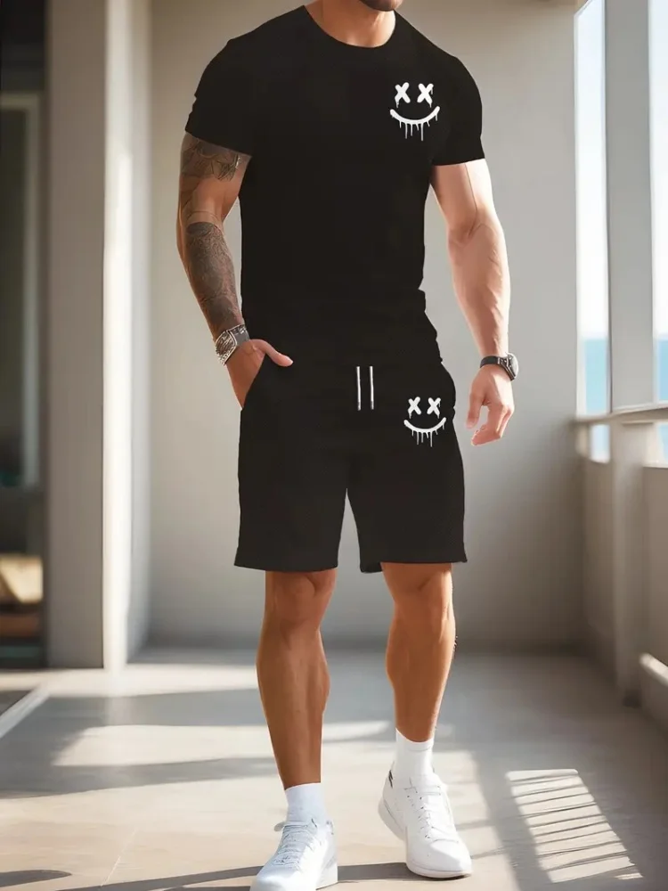 Beach Shirt Hawaiian - 2-teiliges Sommer-Freizeitset für Herren mit Kurzarm-T-Shirt