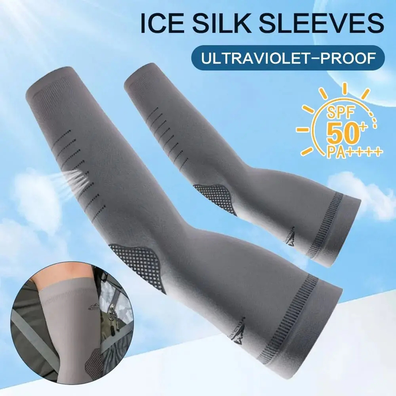 Rash Guard Long Sleeve - Eisseiden-Kühlende Armstulpen UV-Sonnenschutz Hochelastische Ellbogenabdeckungen Lange