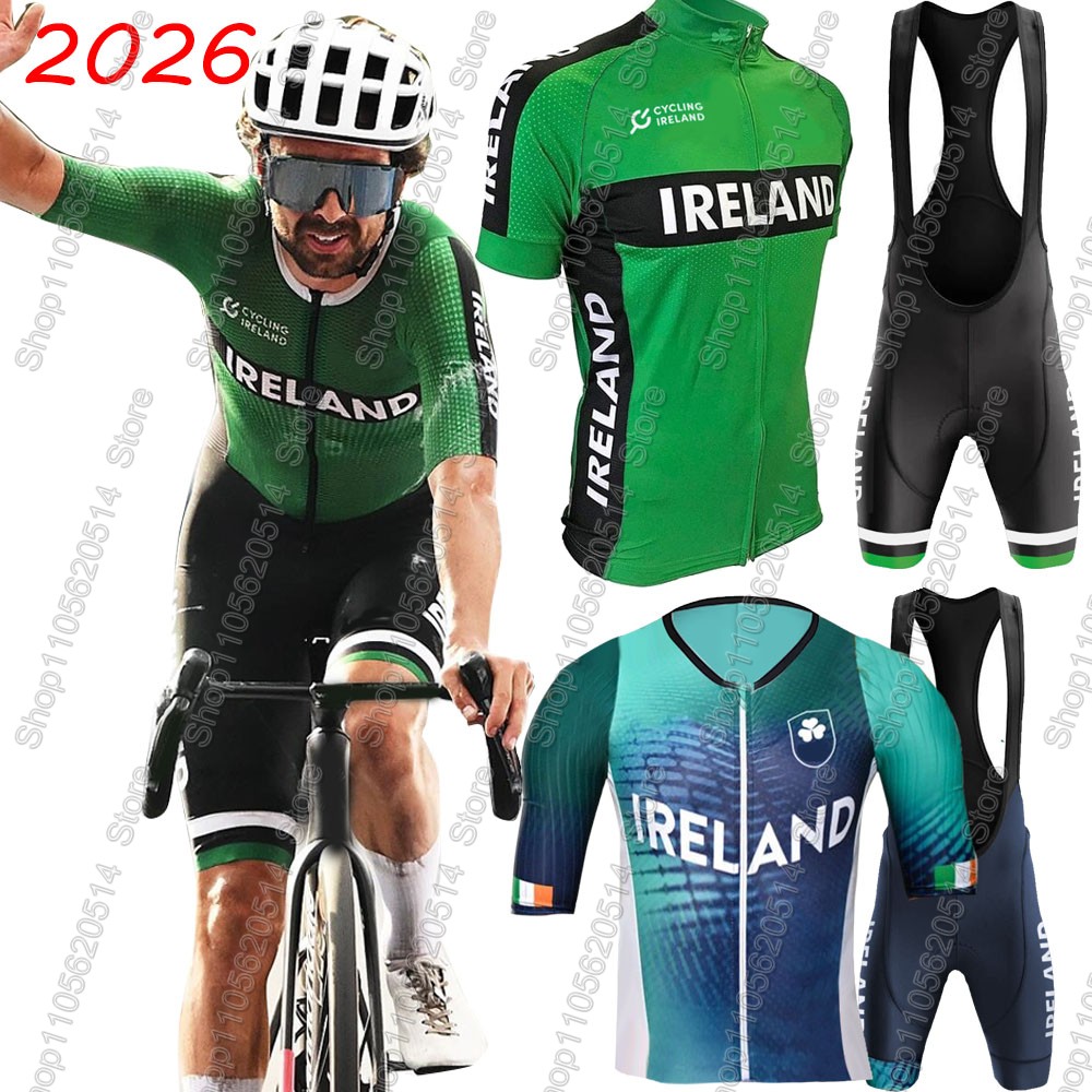 Ireland Summer Clothing - Irland 2026 Radsport-Trikot-Set Nationalmannschaft Kleidung Herren