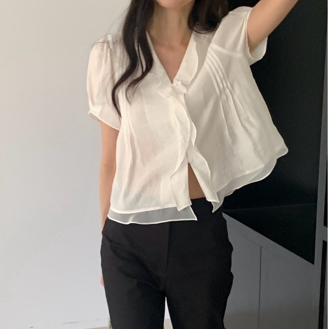 Kurzarm-Bluse im koreanischen  – Summer Clothing Old Money Bewertung und Preis