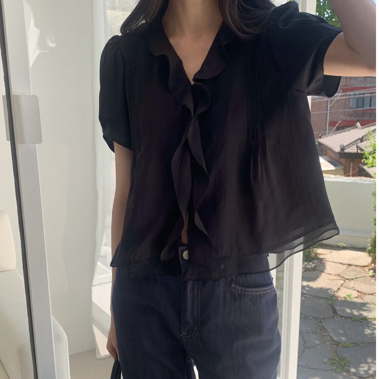 Kurzarm-Bluse im koreanischen  – Summer Clothing Old Money Bewertung und Preis