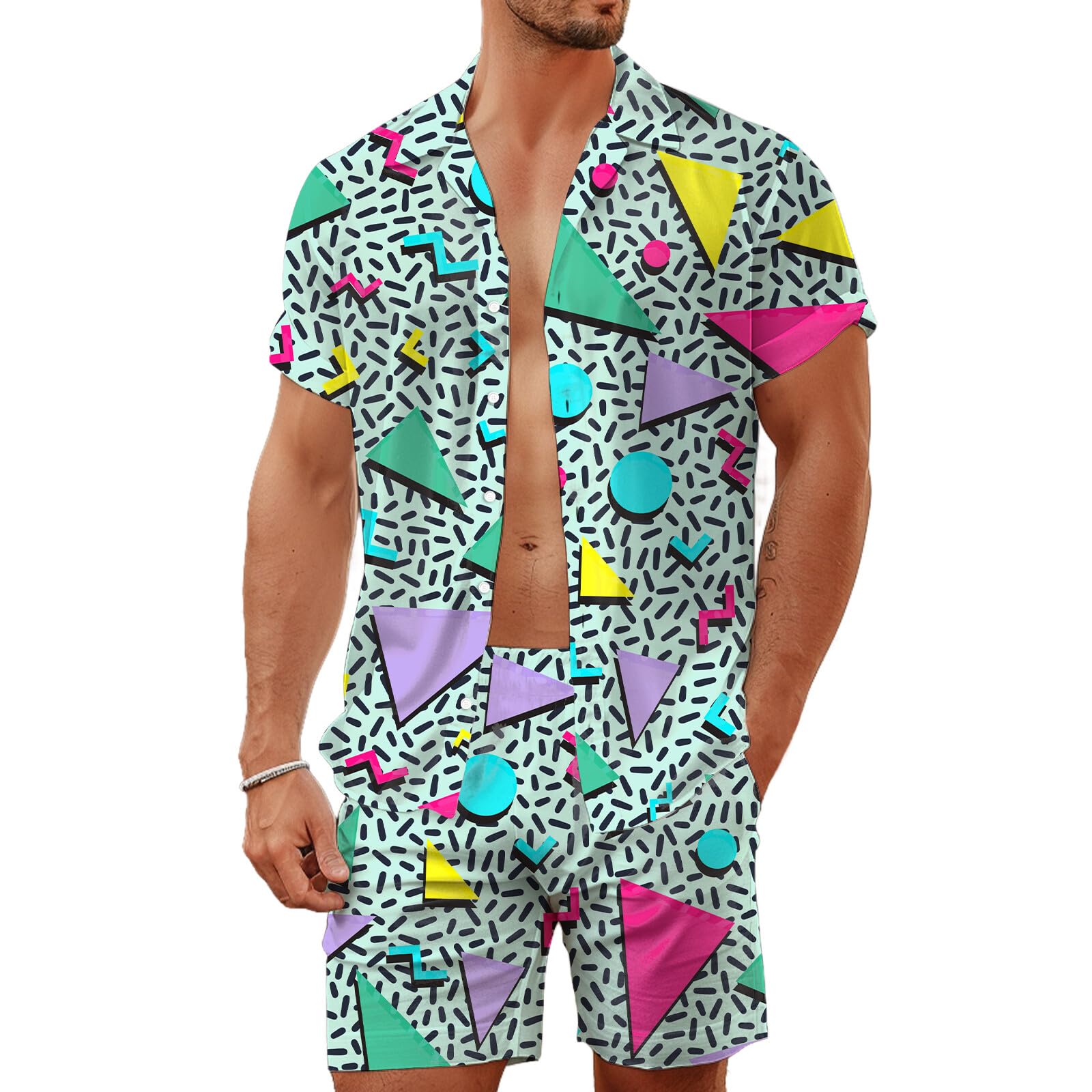Sommer Unregelmäßiger Geometri – Beach Shirt Hawaiian Bewertung und Preis