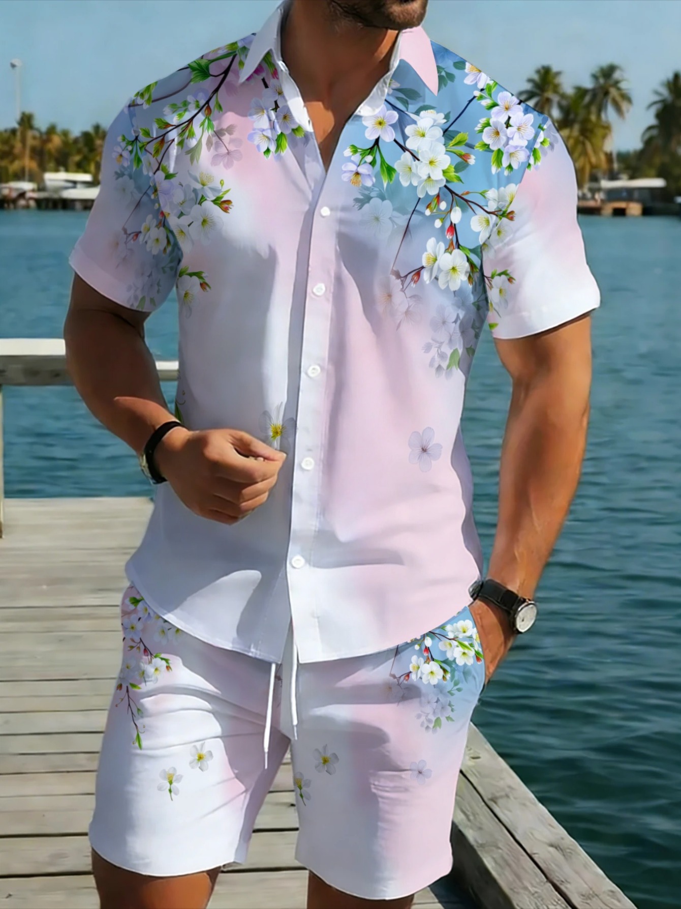 Herren Hawaii 2-Teiler Set mit – Beach Shirt Hawaiian Bewertung und Preis