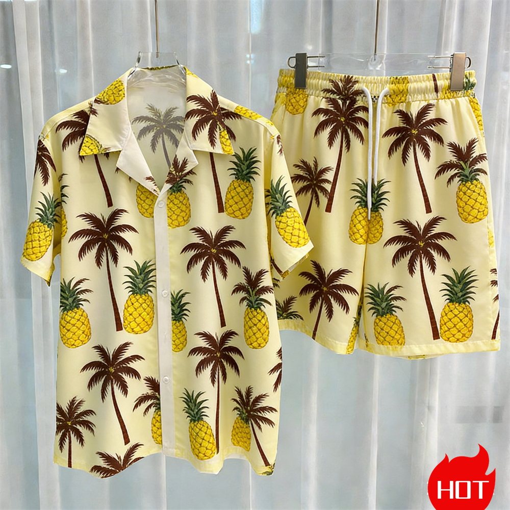 Sommer-Herrenhemd-Sets mit Pfl – Beach Shirt Hawaiian Bewertung und Preis