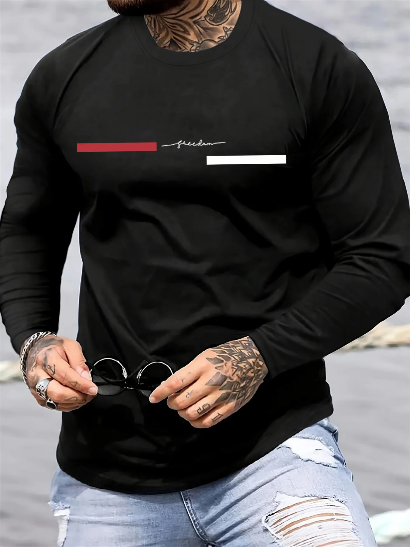 Rot-schwarzes Line Herren-T-Sh – Summer Clothes Bewertung und Preis