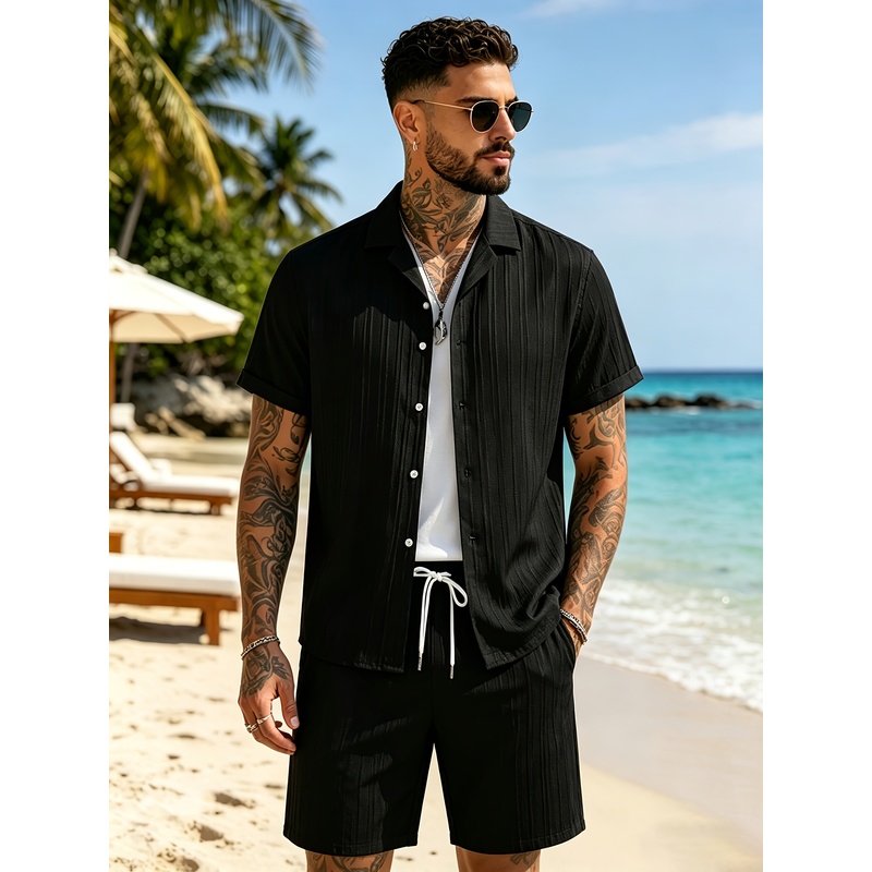 2-teiliges Sommer-Freizeitanzu – Summer Vacation Clothing Men Bewertung und Preis