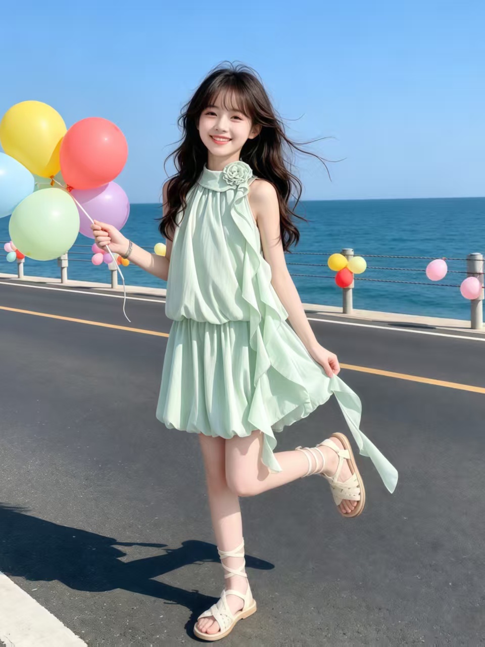 Mintgrünes, geblümtes Set aus  – Summer Clothing Girl Bewertung und Preis