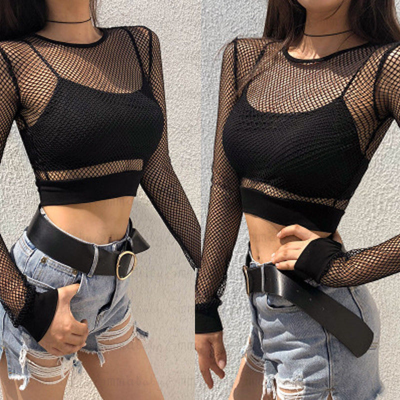 Sexy Schwarz Aushöhlen Mesh We – Summer Clothing Old Money Bewertung und Preis