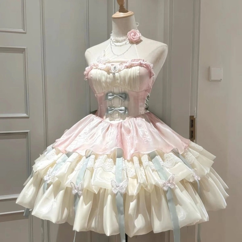 Kawaii Bogen Spitze Lolita Kle – Summer Japanese Clothing Bewertung und Preis