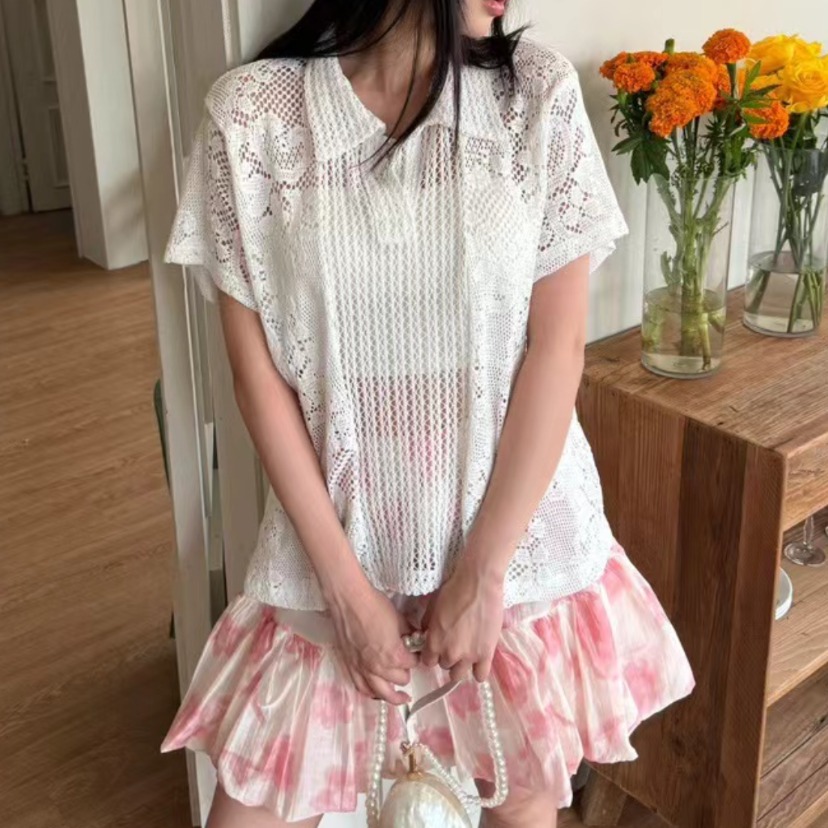 Retro-Kragen Spitzenbluse Dame – Summer Clothing Online Shopping Bewertung und Preis